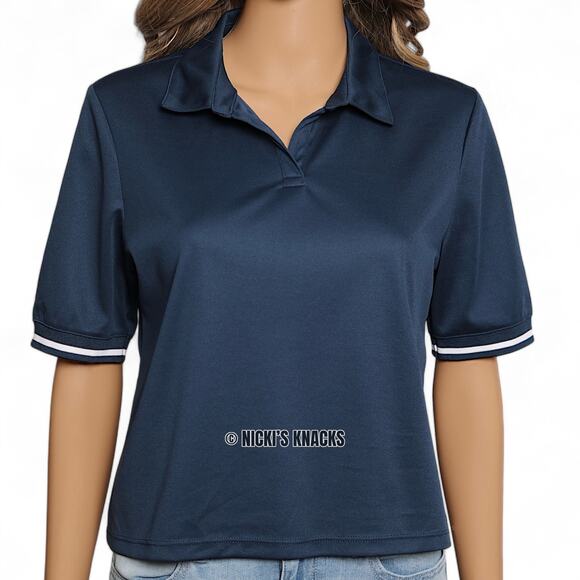 90 Degree by Reflex Navy Blue Athletic Polo UPF 50 Golf Tennis Top Size M - Picture 3 of 8